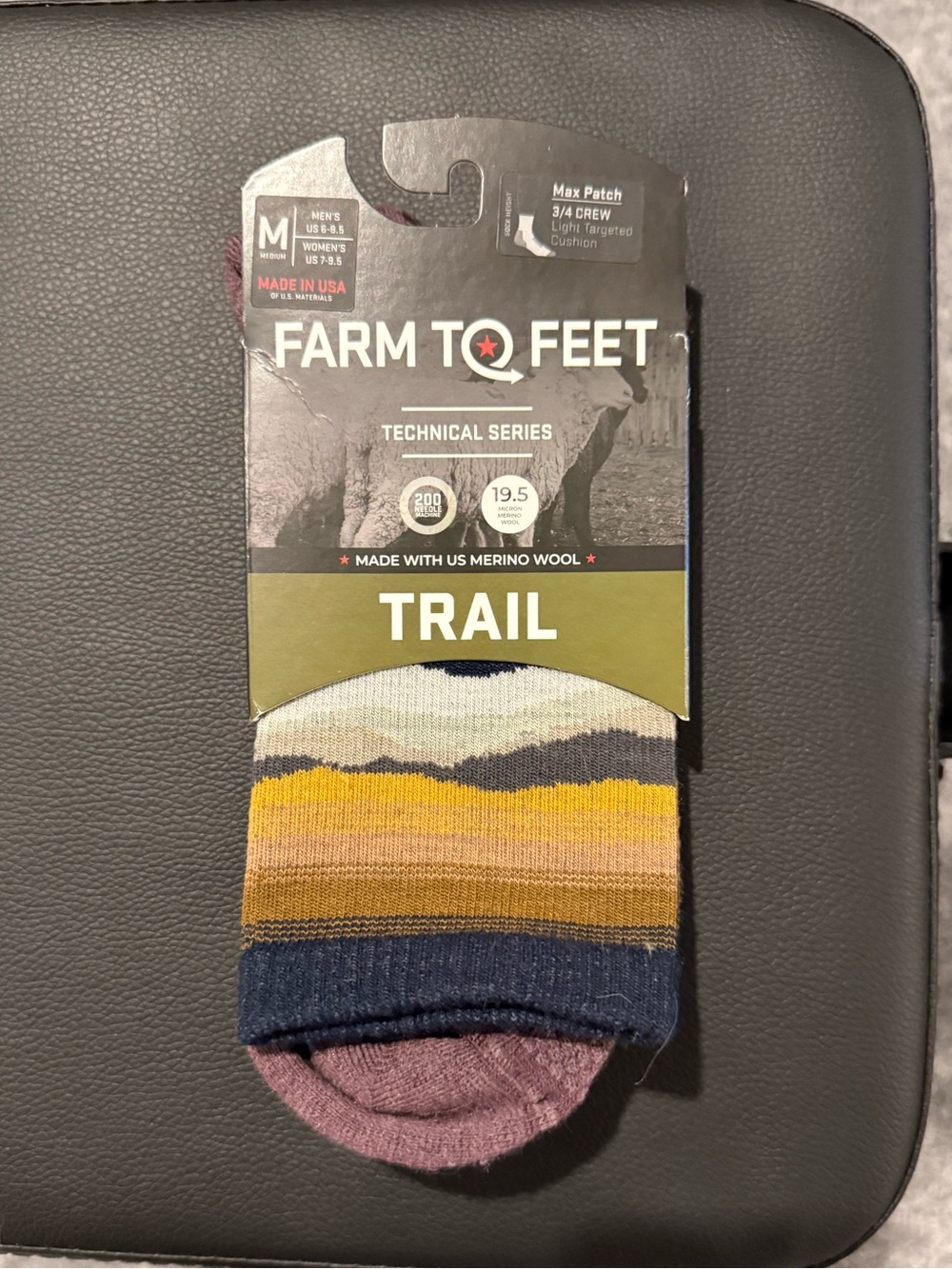 Trail Merino Wool Crew Socks - Multicolor (M)